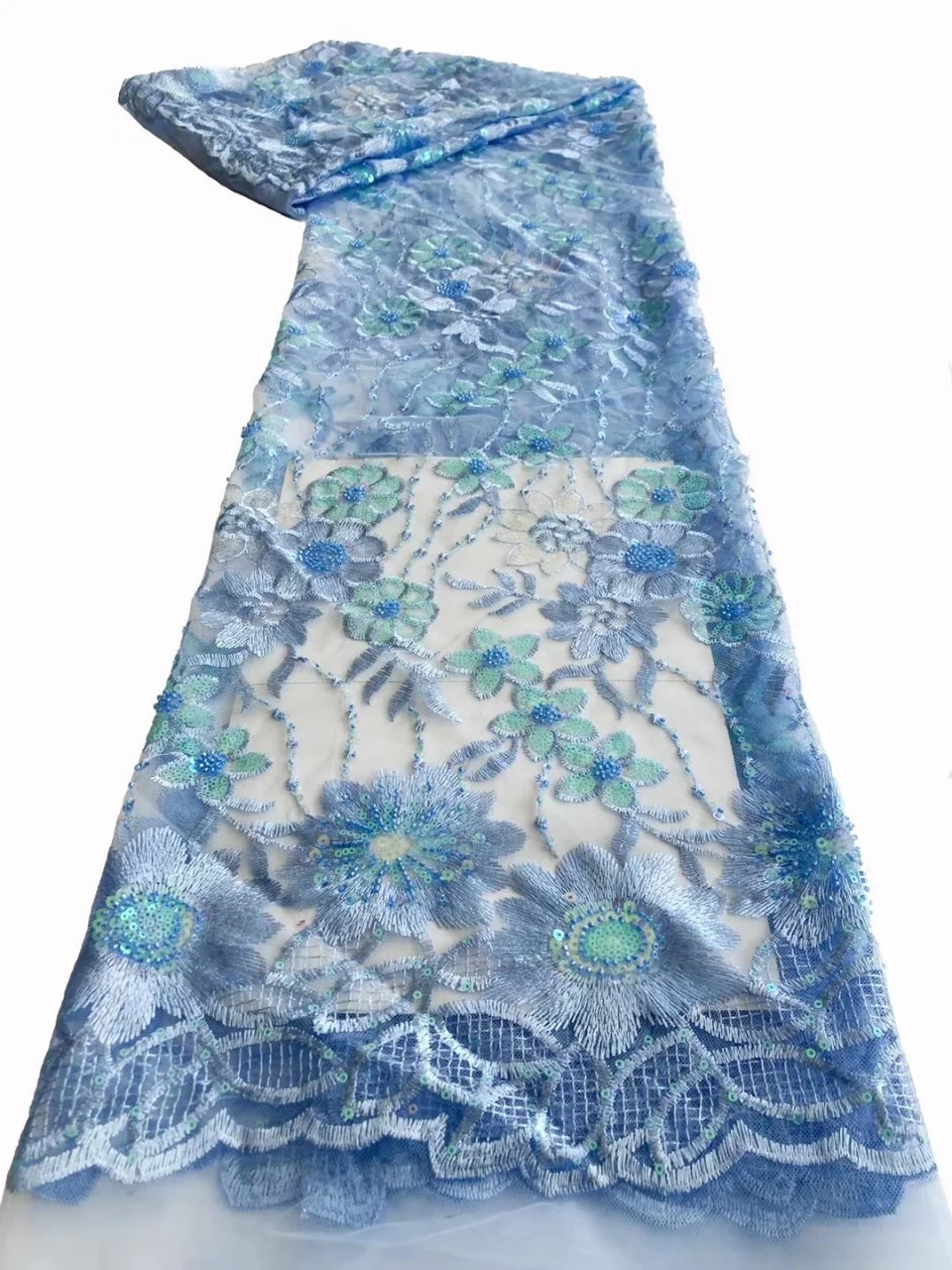 Новинка 2022 кружевная ткань с блестками дешевая африканская Тюлевая белая для