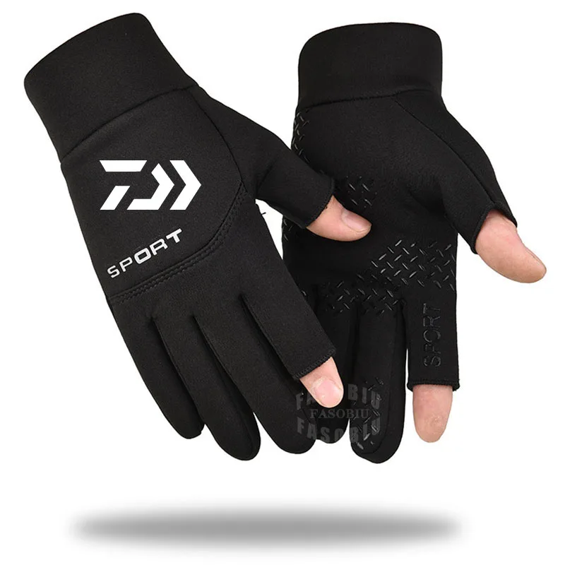 

Daiwa Winter Outdoor Thick Plus Fleece Non-Slip Fishing Gloves Two-Finger Warm Men's Waterproof Touch Screen Full Finger Gloves