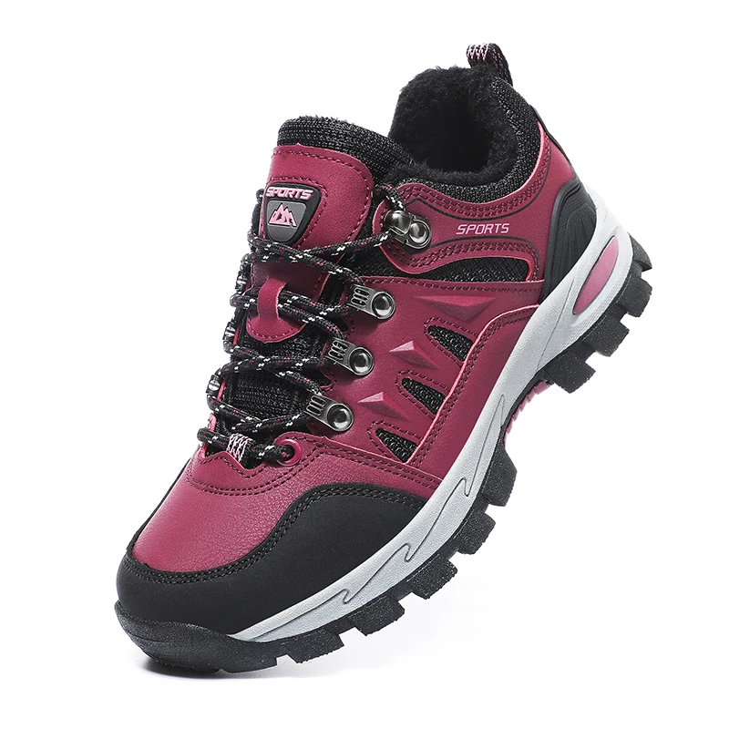 

Women Winter Fur Inside Hiking Shoes Outdoor Keep Warm Snow Shoes for Women Big Size 41 42 43 Girls Thermal Sneakers with Cotton