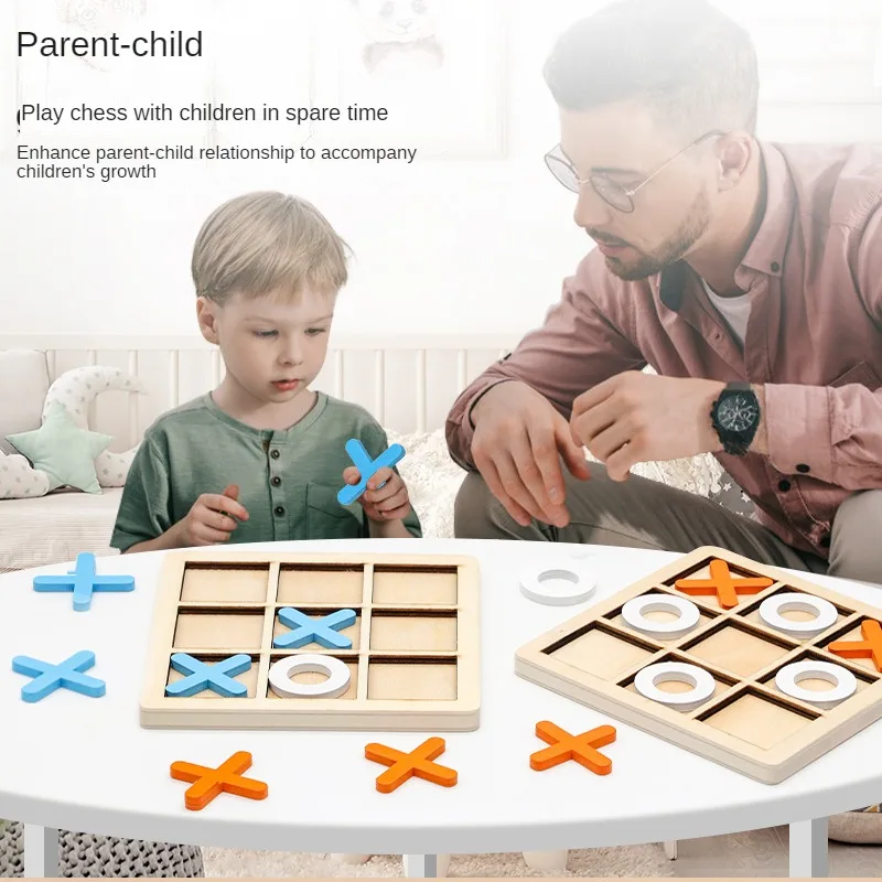 

Wooden Jiugongge XO Tic-tac-toe Board Children's Educational Toys Early Education Table Games Training Kids Logical Thinking