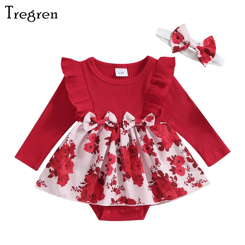 

Детское боди с длинным рукавом, круглым вырезом и цветочным принтом