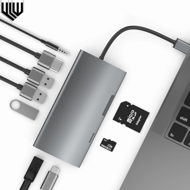 

Док-станция 9 в 1 с USB Type-C на HDMI, RJ45, USB 3,0, 87 Вт