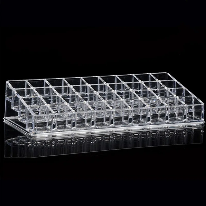 Large Acrylic 36-Grid Transparent Lipstick Storage Box Crystal Lipstick Holder Showing Stand Finishing Box