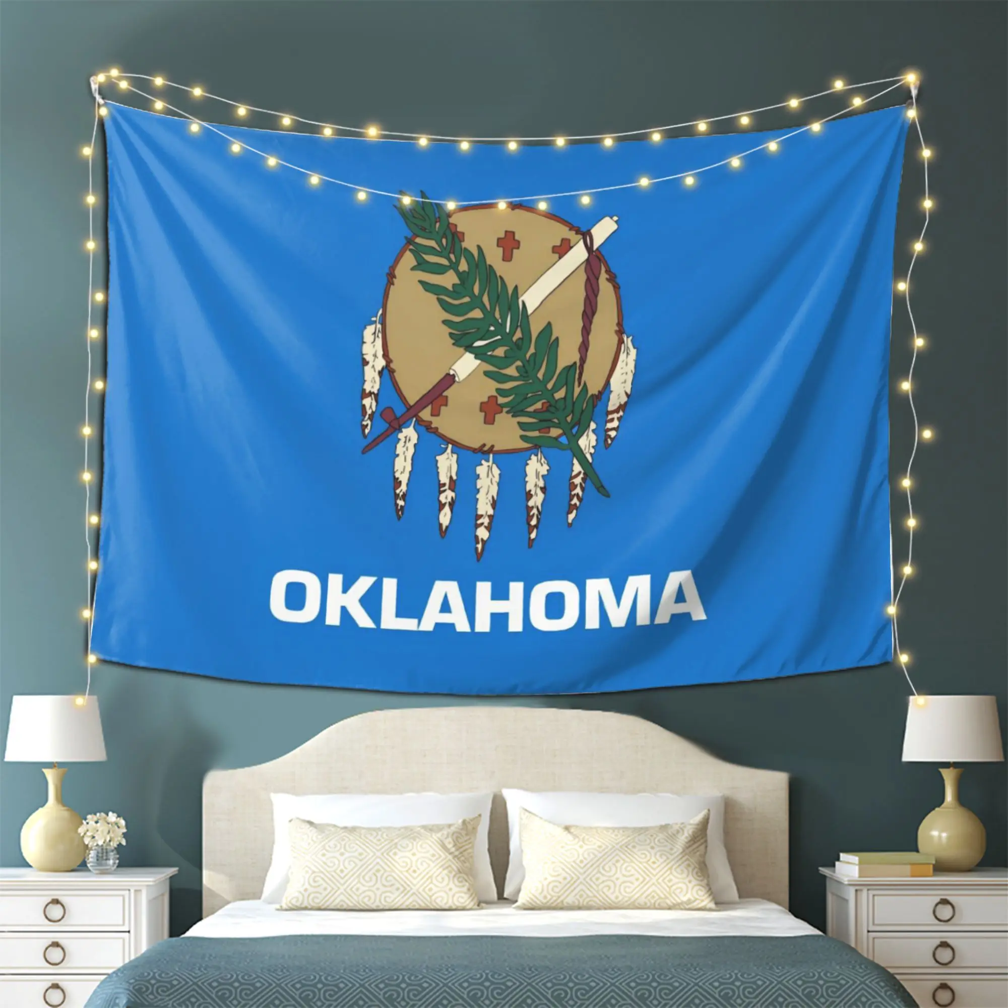 Гобелен с флагом штата Оклахома — современное настенное искусство для домашнего