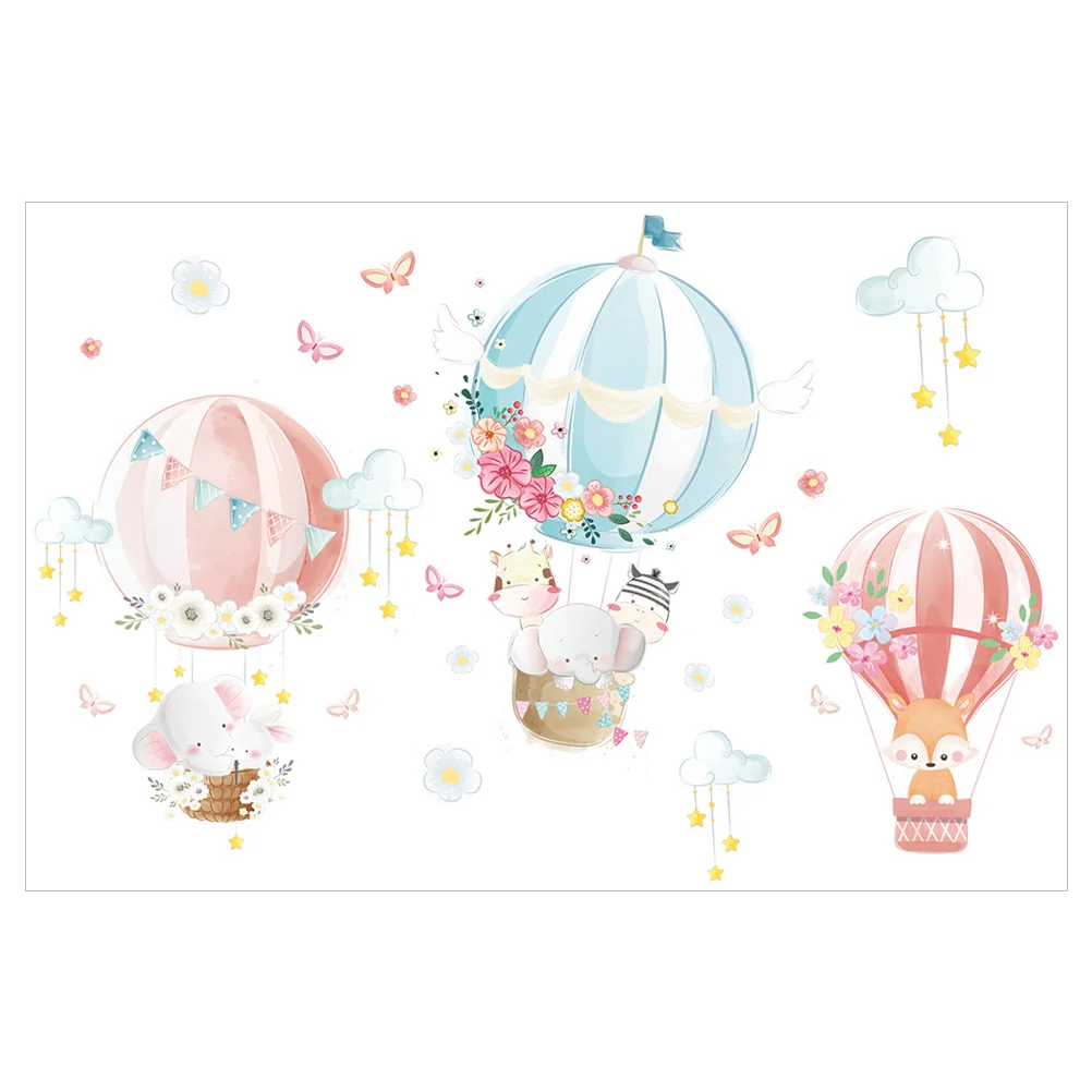 

Wall Decals Stickers Decor Kidsbaby Room Balloon Hot Air Nursery Peel Adhesive Cartoon Animal Sticker Background Self Home Boy