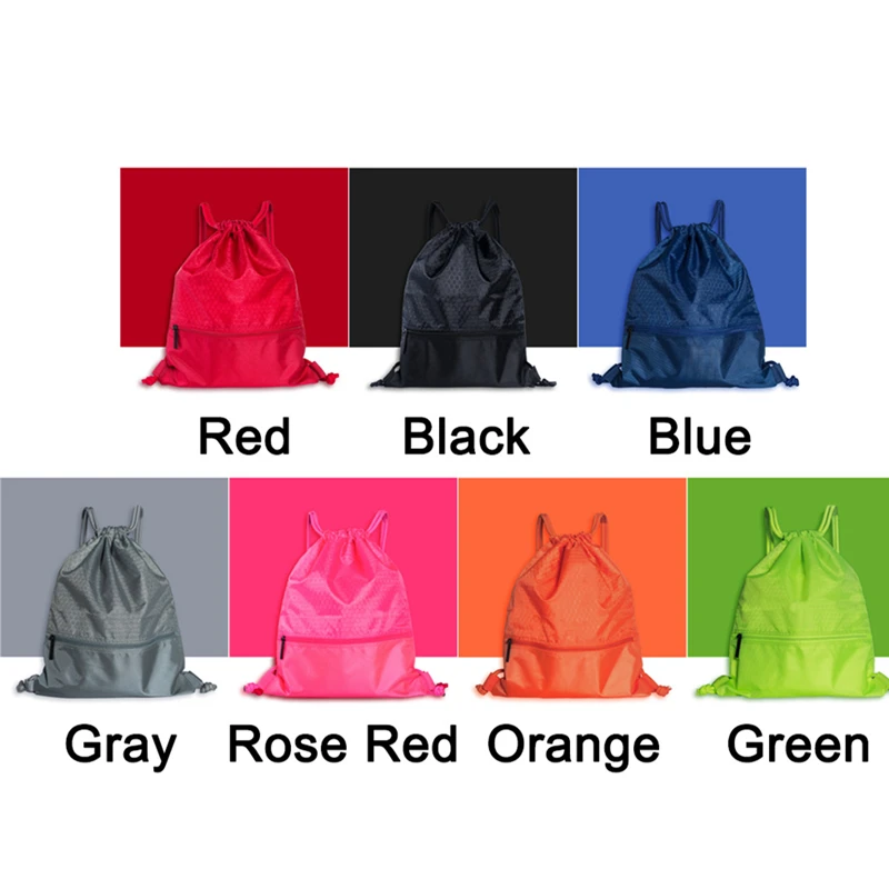 Nylon Large Capacity Sports Bag Women Men Backpack Wear Resistant Anti-splash Outdoor Drawstring Lock Riding Solid Zipper Pocket