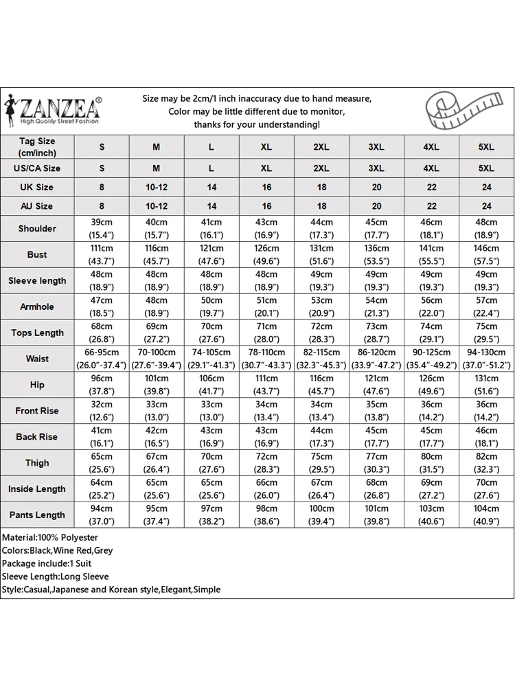 ZANZEA повседневные комплекты свитшотов для женщин брюк из 2 предметов модный