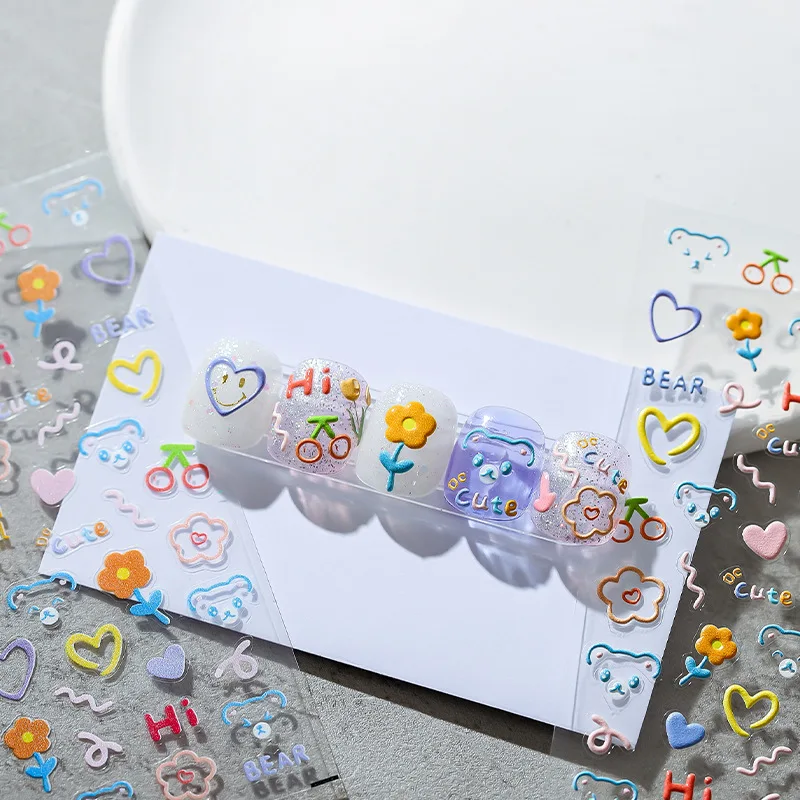 

New fashion new craft thin tough three-dimensional nail stickers frosted thin transparent back glue nail stickers