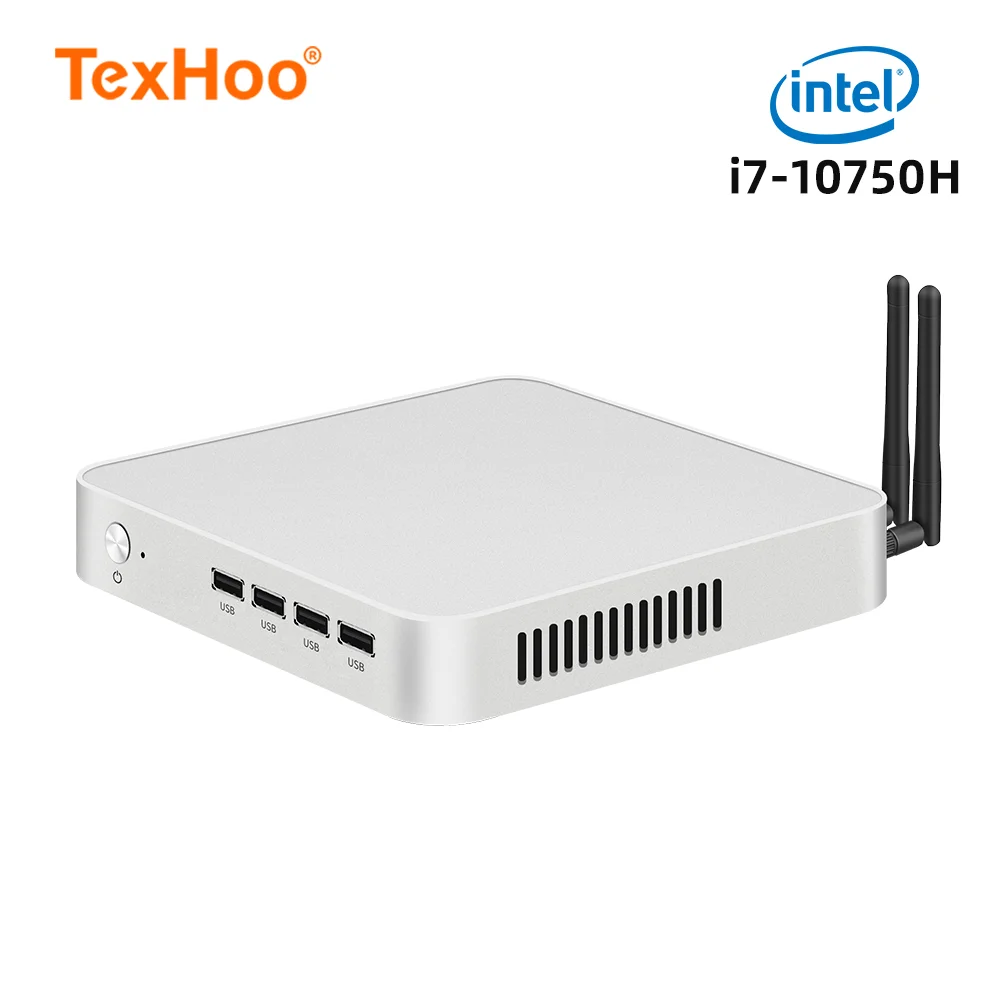 TexHoo Mini PC Computer Intel Core i7 10750H i5 10500H N5095 AMD Processor ITX Windows 11 Pro 10 Linux System Unit Office NVMe