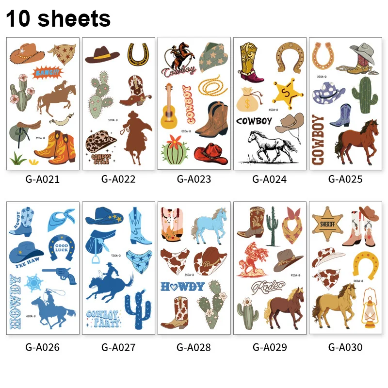 

Ковбойские временные татуировки, наклейка, крутой дикий западный родео, ковбойская наклейка для детей, мальчиков, украшения для дня рождения, вечеринки