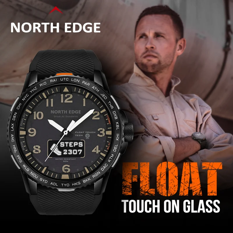 

NORTHEDGE Men's Digital Watch Military Army 50M Waterproof Dual Display Sports Heart Rate Monitor Wristband