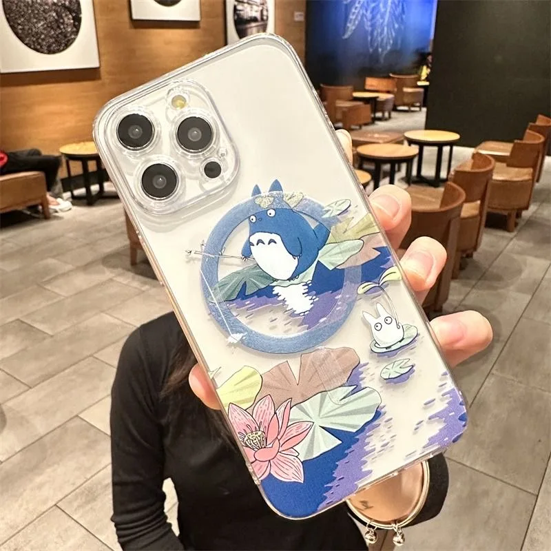 Cartoon T-Totoros Magsafe Magnetic Phone Case for iPhone 16 15 14 13 12 11 8 7 Plus Pro Max X XR XSMax Soft Clear Tpu Cover