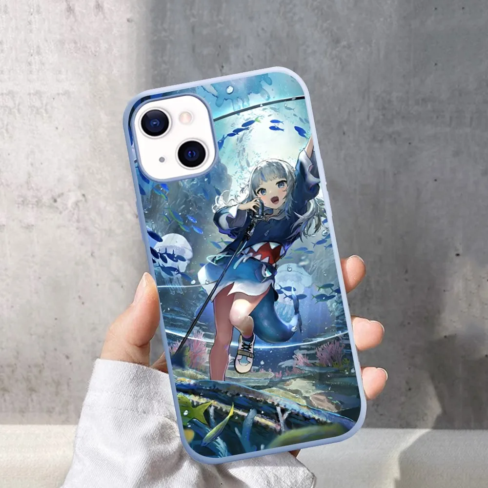 Popular VTUBER Gawr Gura Phone Case For IPhone 14 11 12 13 Mini Pro Xs Max 8 7 6 6S Plus X XR Solid Candy Color