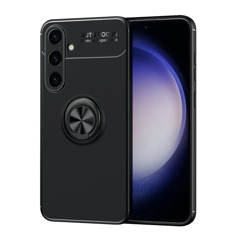 

For Samsung Galaxy S24 Case For Samsung S21 S22 S23 S24 5G Cover Silicone Metal Ring Stand Shockproof Bumper For Galaxy S24