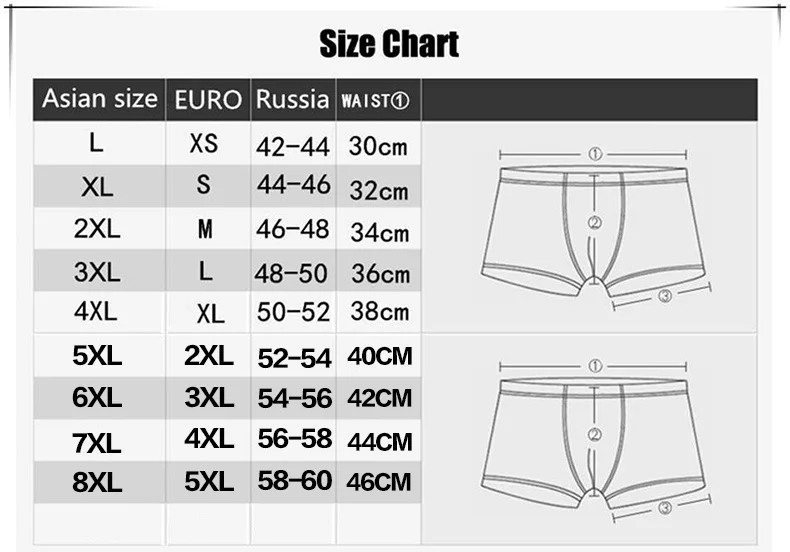 4-packs 2019 New Men's Boxer Pantie Lot Underpant Loose Large Short Cotton Plus L-6XL Underwear Boxer Male XXXXL