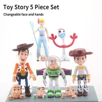 5pcs toy story anime figure changeable face and hands free shipping items cute figurine collection doll toys for children gift