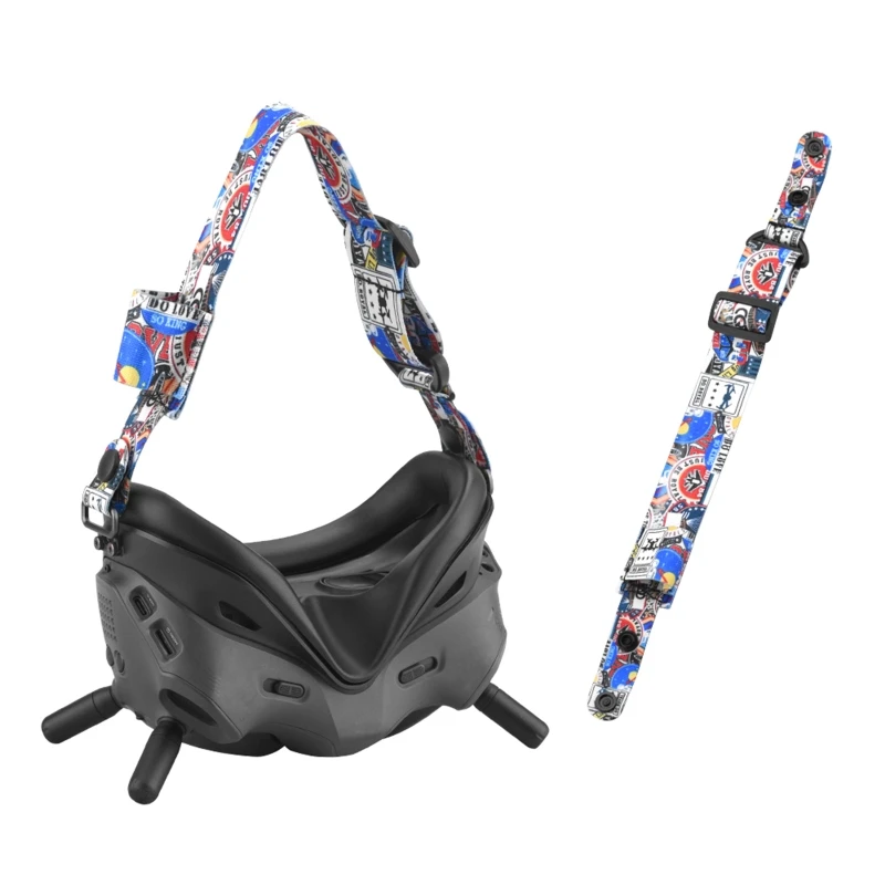 

Adjustable Head Strap Detachable Graffiti Color Headband Fixed Wearing w/ Battery Pocket for DJI FPV Goggles V2 Glasses