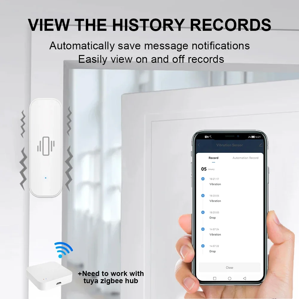 Умный датчик вибрации Tuya Wi-Fi/Zigbee защита дома приложение Smart Life удаленная ударная