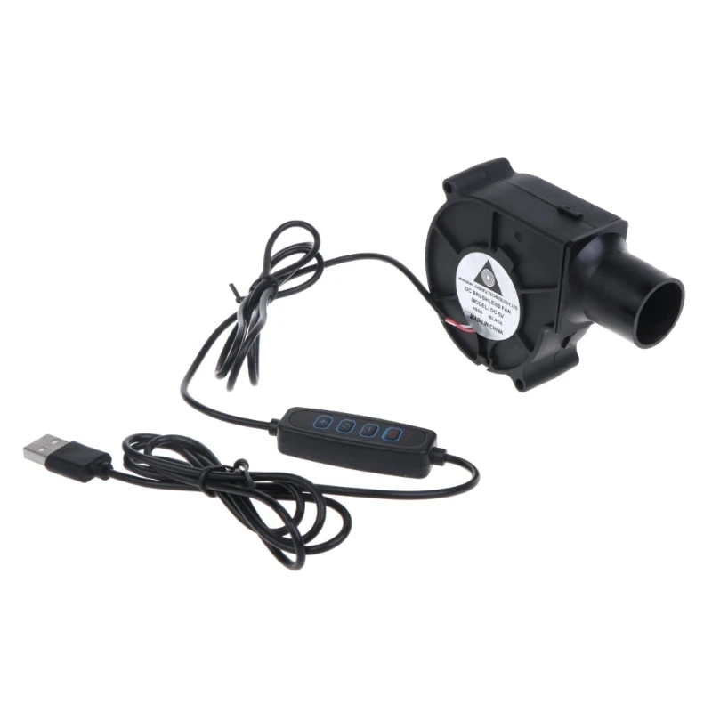 

5V USB Plug Blower Fan Mini Portable Turbo Blower with Speed Controller 2500RPM Centrifugal Fan for BBQ Grill Fire-Stove A0KF