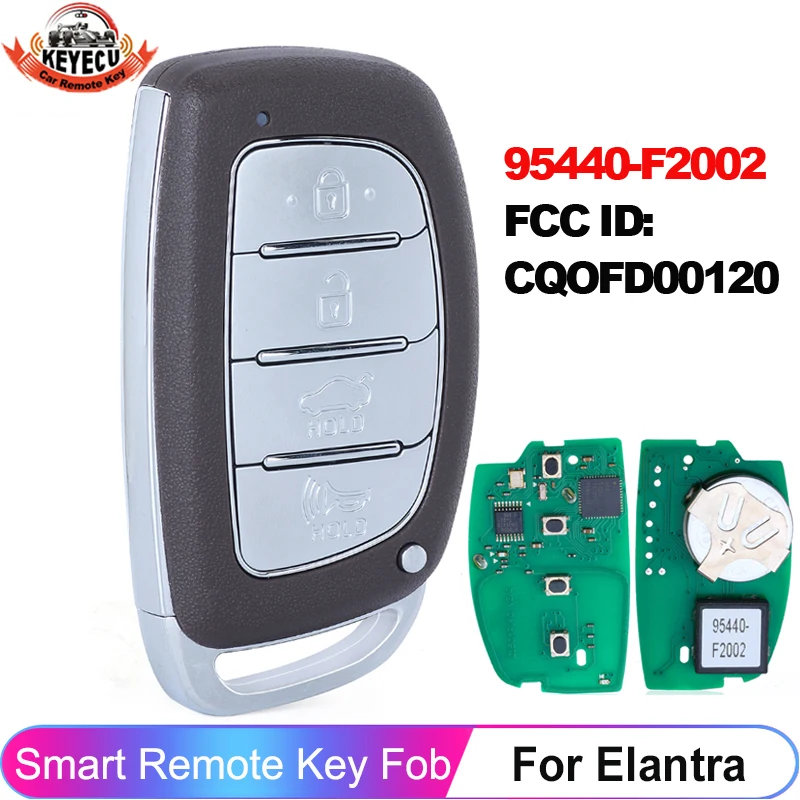 

KEYECU 95440-F2002 FCC ID: CQOFD00120 для Hyundai Elantra 2018 2019 2020, 4 кнопки, смарт-ключ, пульт дистанционного управления, 8A чип, 433 МГц