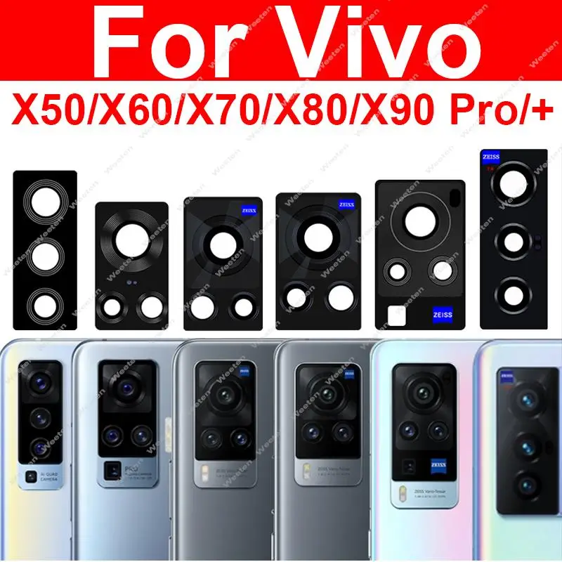 Стеклянный объектив задней камеры для VIVO X50 X60 X70 X80 X90 Pro + Pro Plus, запасные части