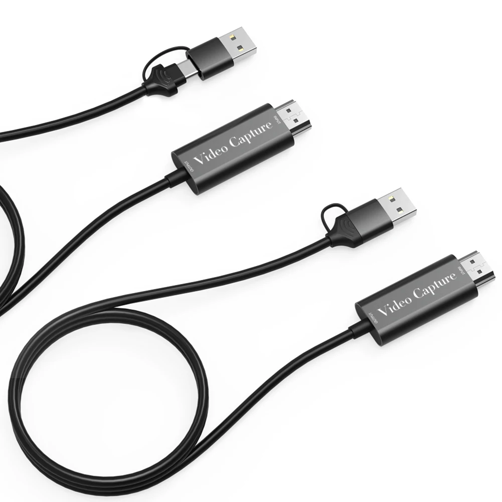 HD Video Capture Card USB A/C Dual Interface HDMI-kompatibel zu USB Erwerb Karte mit 2M kabel für Gaming/Live-Streaming