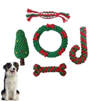 christmas pet cotton rope chew toy tree shape knotted cane teeth cleaning funny dog interactive bite resistant molar stick