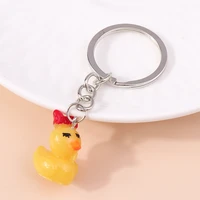 new resin mini bird keychain yellow yellow duck key ring key chains for women men handbag car key holder gifts jewelry