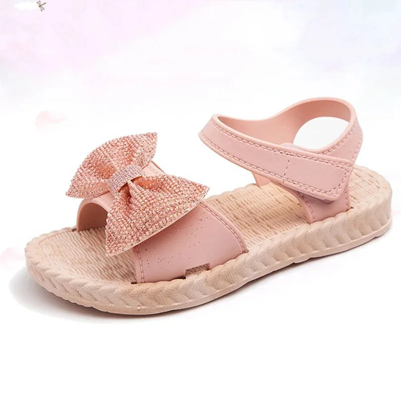 

CUZULLAA Summer Children Girls Elegant Princess Glitter Bowtie Sandals Shoes Size 24-35 Kids Girls Hook & Loop Dress Sandals