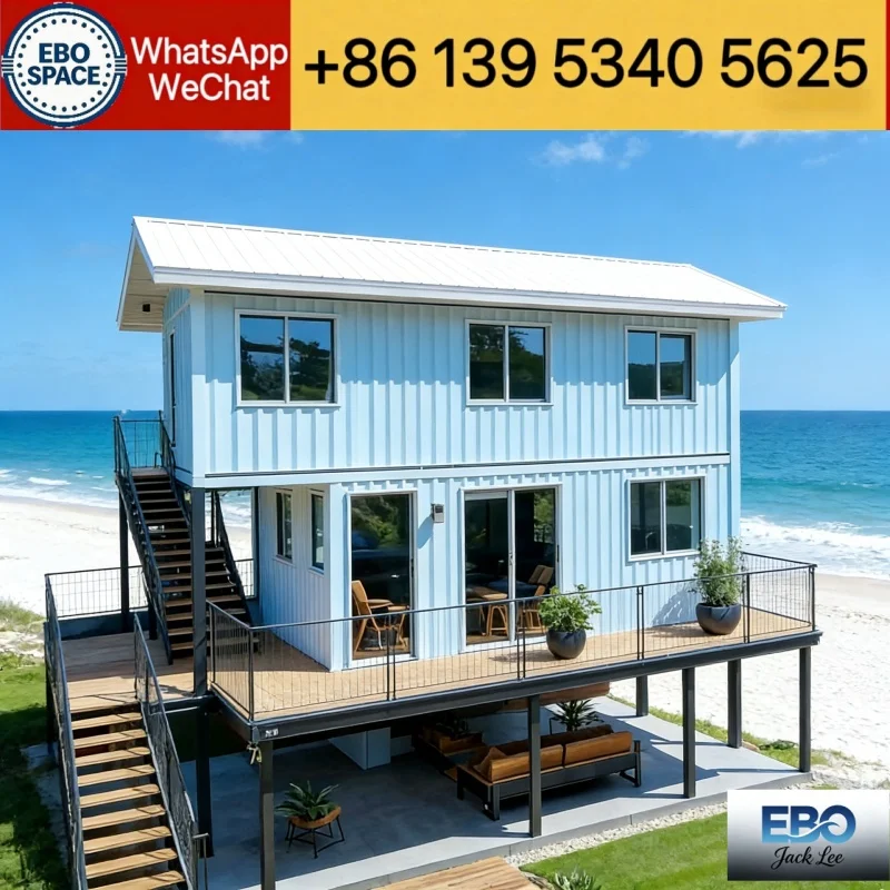 Фото Разборный контейнерный дом EBO: стильный дизайн, мобильный дом в стиле мини-виллы, идеально подходит для аренды на время отпуска. №3