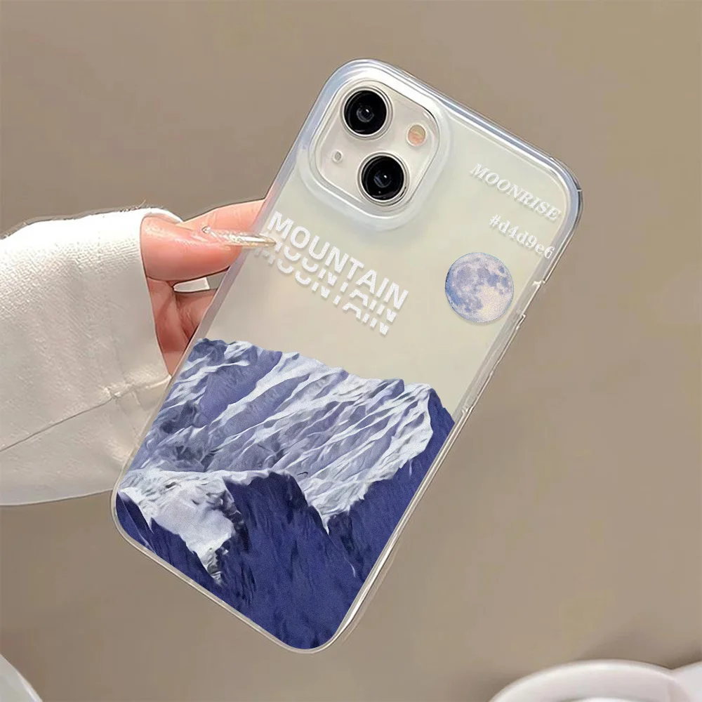 Snow Mountain Scenery Silicone Case For iPhone 11 Funda 16 Pro Max 15 14 Plus 13 13Pro 12 Mini Shockproof Phone