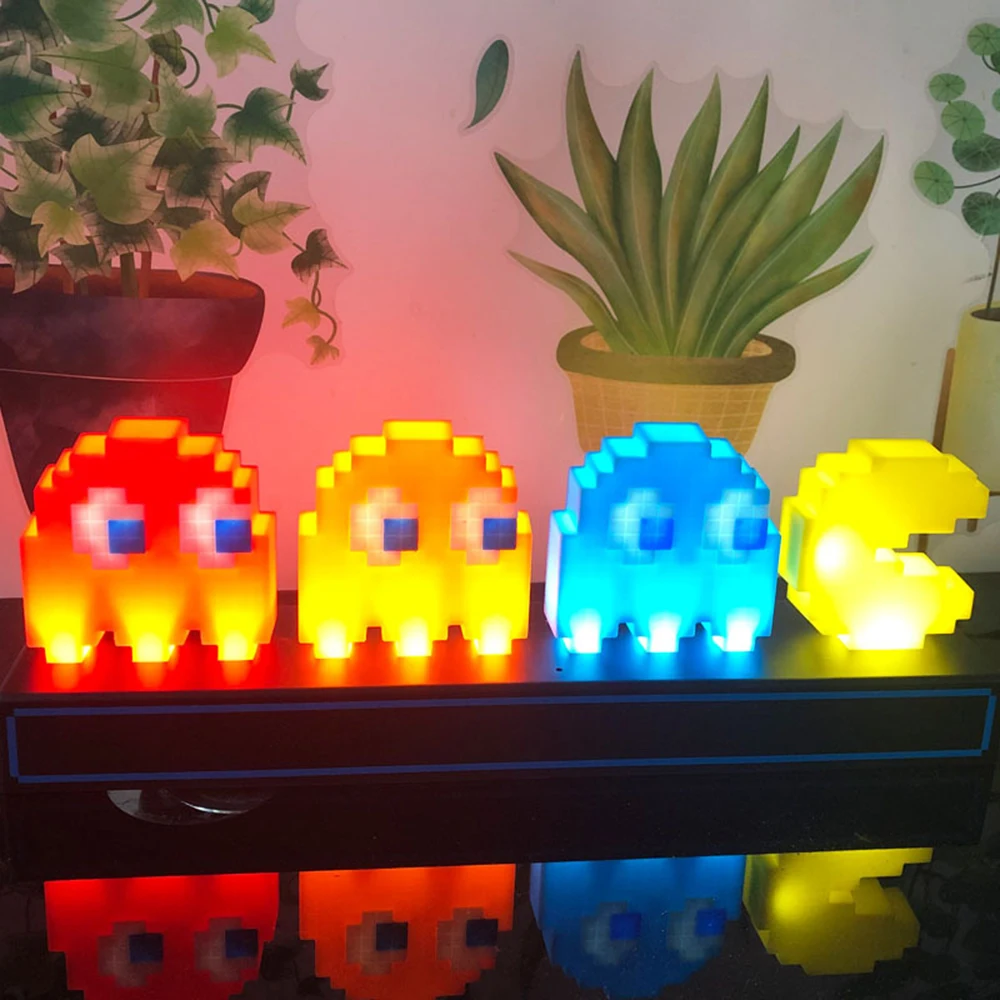 

Cute Creative Pac-Man Light Voice Control USB Night Light Smart Music Rhythm Color Changing Table Lamp