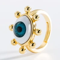 euramerican fashion drop oil demons eye zircon ring copper plated 18k gold opening ring for women