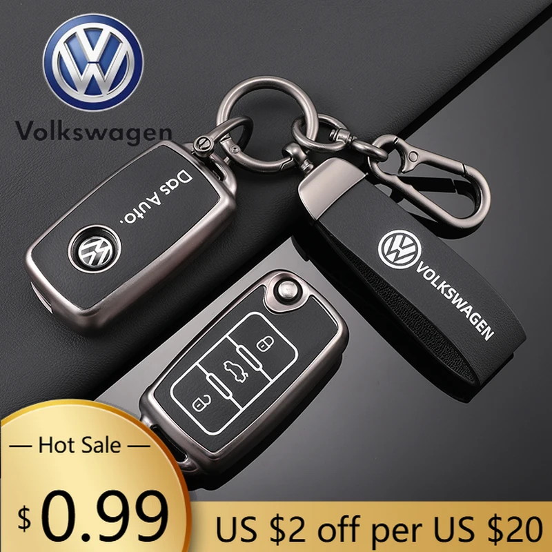 Фото Чехол для автомобильного ключа из кожи для Volkswagen VW Polo, Golf, Passat, Tiguan, Beetle, Caddy, T5, Up, Eos №1