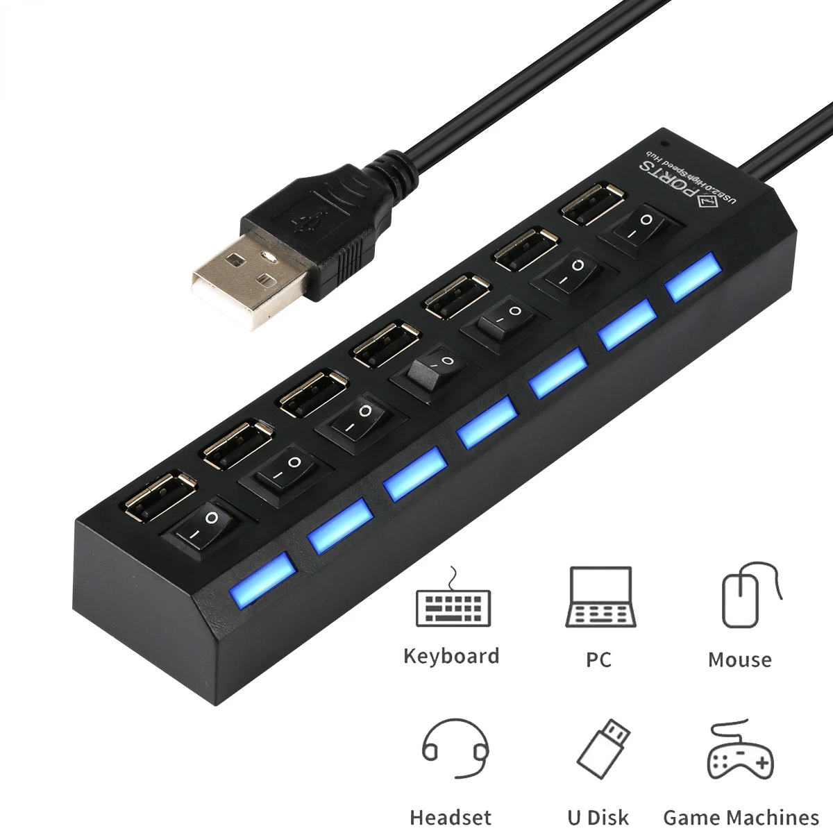 

USB-разветвитель с выключателем питания, USB 2,0, 3,0