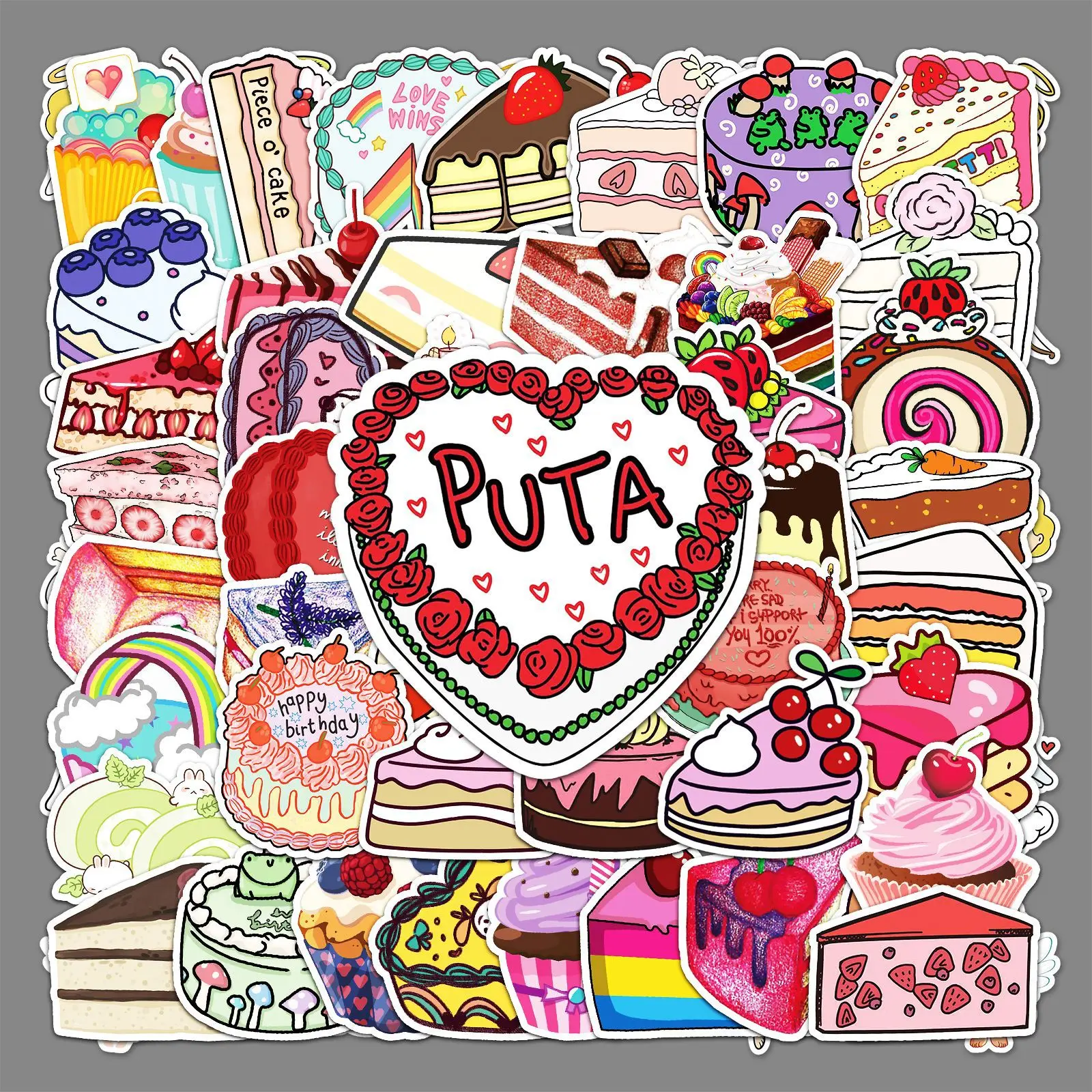 

50pcs cake gourmet cartoon sticker scooter luggage sticker notebook computer car motorcycle decoration