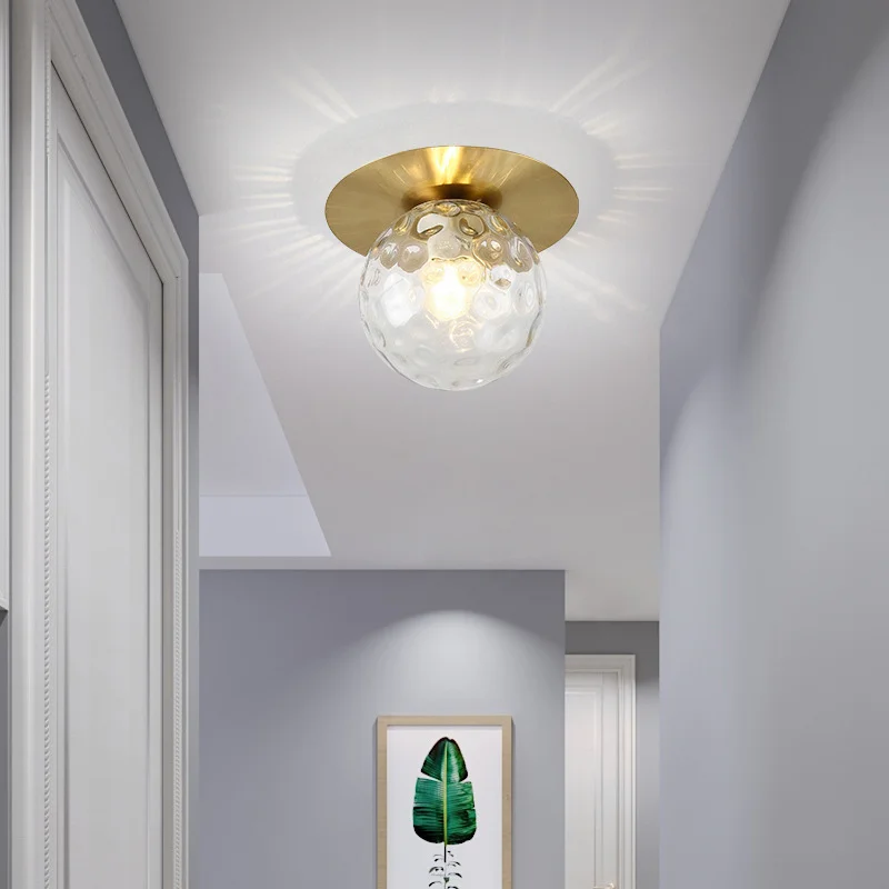

Copper Nordic Minimalist Aisle Brass Ceiling Lamp Home Bedroom Bedside Living Room Chandelier Corridor Porch Cloakroom Lighting