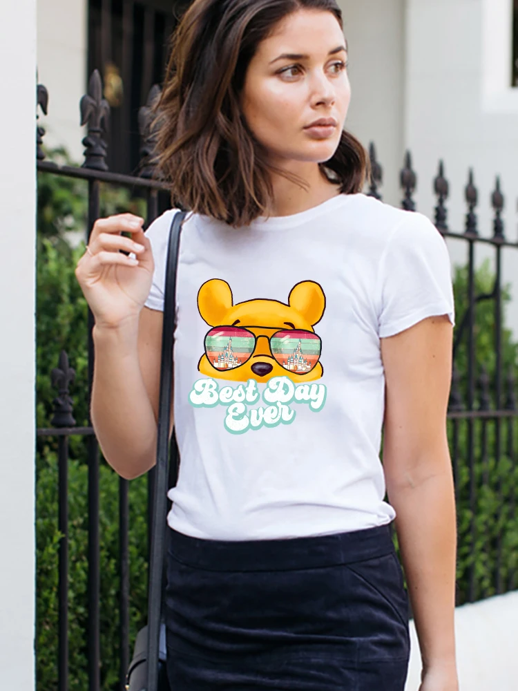 

Winnie the Pooh Hipster Harajuku T-shirts Women Disneyland Graphic Ropa Aesthetic Tumblr Mujer Pooh Bear Streetwear Summer