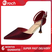 hiroch spring and summer new solid color pointed toe stiletto shoes fashion high heeled sandals women ladies dress shoes