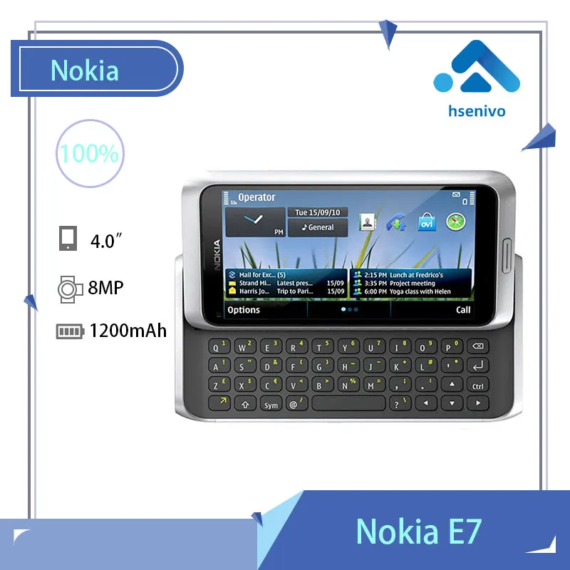 

Nokia E7 Refurbished-Original Unlocked GSM 3G Mobile Phone WIFI GPS 8MP QWERTY English Arabic Russian keyboard