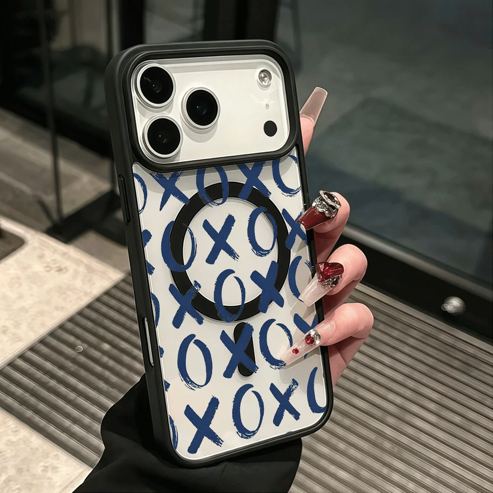 Фото Чехол для телефона XOXO INS для Magesafe для iPhone AIR 17, 16, 15, 12, 13, 14 Pro Max, 15, 14, 16 Plus, 11, прозрачный акриловый чехол с беспроводной зарядкой №3