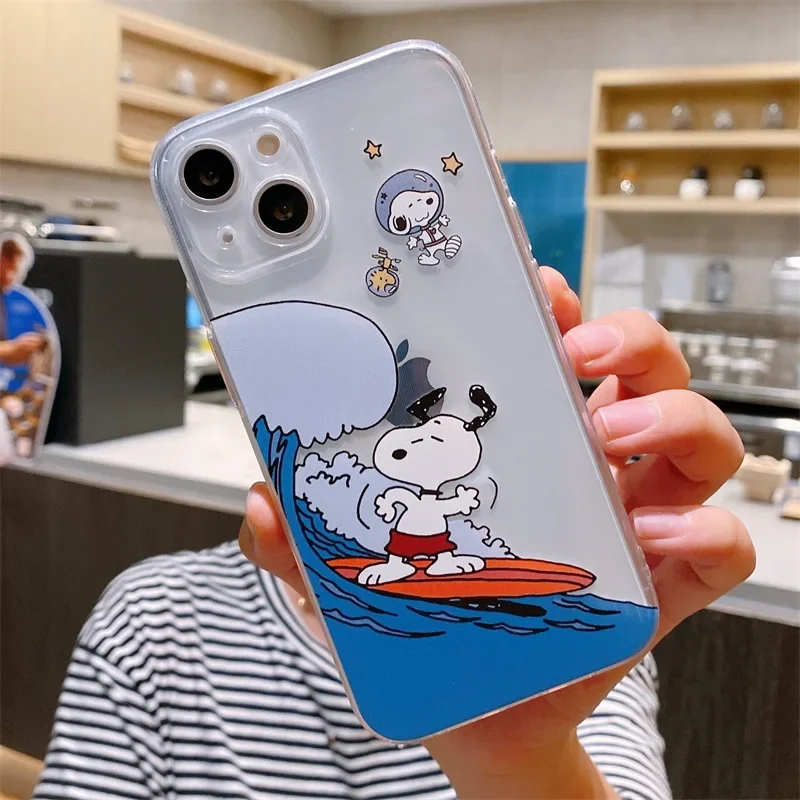 Прозрачный чехол для телефона Snoopy с мультяшным рисунком Iphone 14 13 12 11 X XS XR защитный