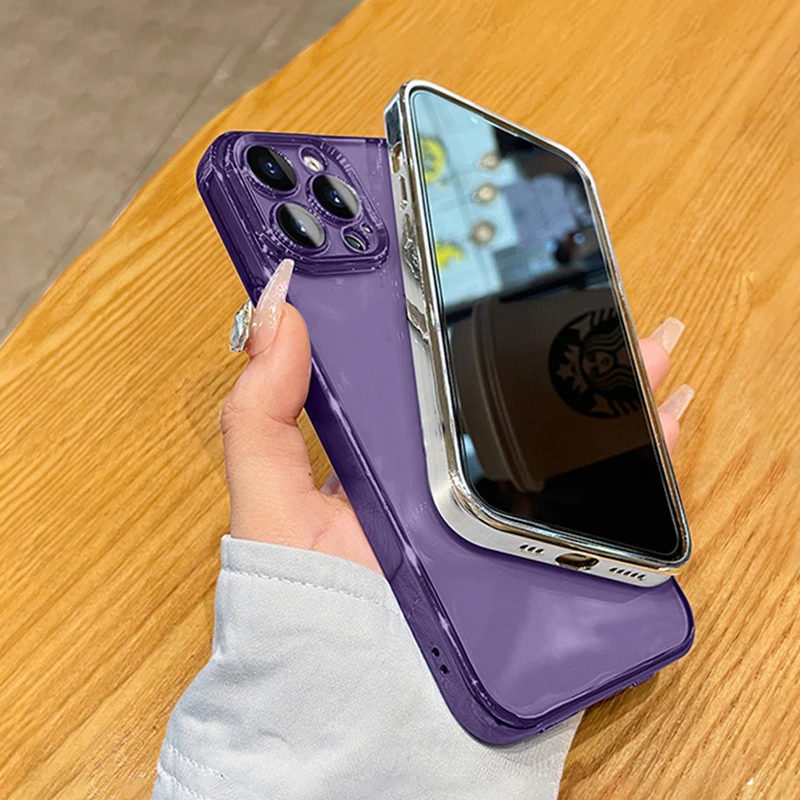 Роскошный прозрачный чехол с квадратным покрытием для телефона iPhone 14 13 12 11 Pro Max Mini