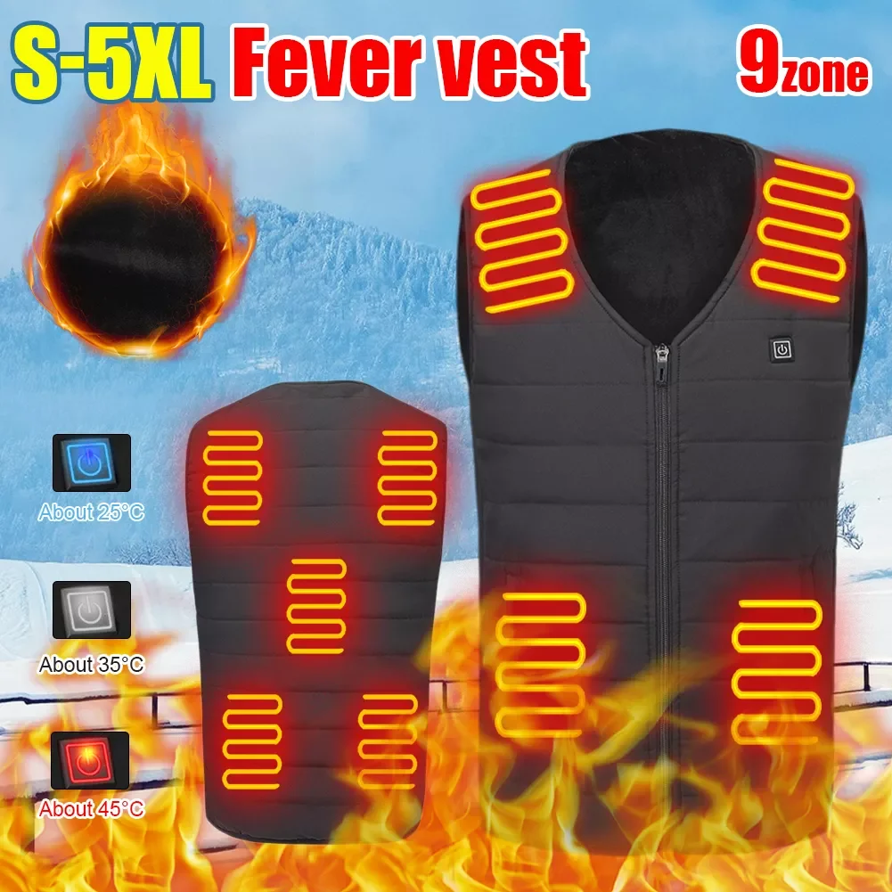 

Heating Zone Heated Vest USB Charge Heated Sleeveless Jacket with 3 Adjustable Levels Thermal Vest Winter Warm Heat Clothes