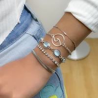 opal rhinestone jewelry simple metal flat snake bone chain bracelet