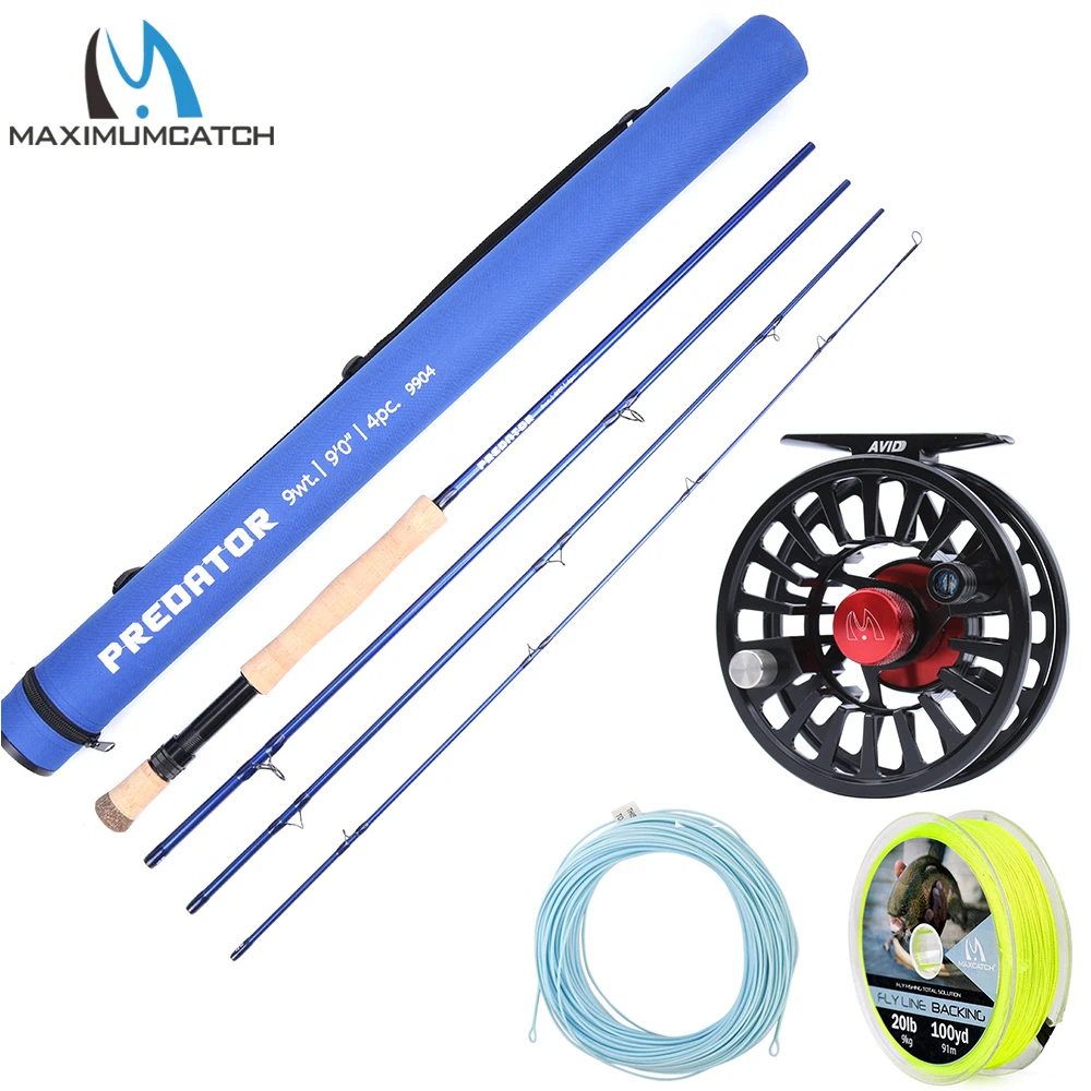 Maximumcatch Saltwater 30T SK Carbon Fiber Fly Fishing Rod 8-10wt with CNC Machined Micro Adjusting Drag Fly Reel & Line Combo