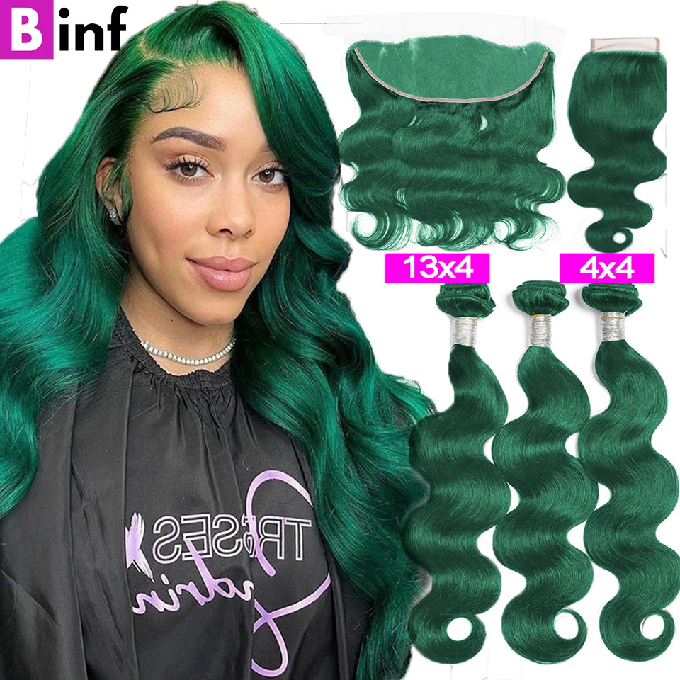 

Зеленпряди с застежкой, темно-зеленые волнистые пряди с застежкой HD, предварительно выщипанные человеческие пряди чки волос с передней час...