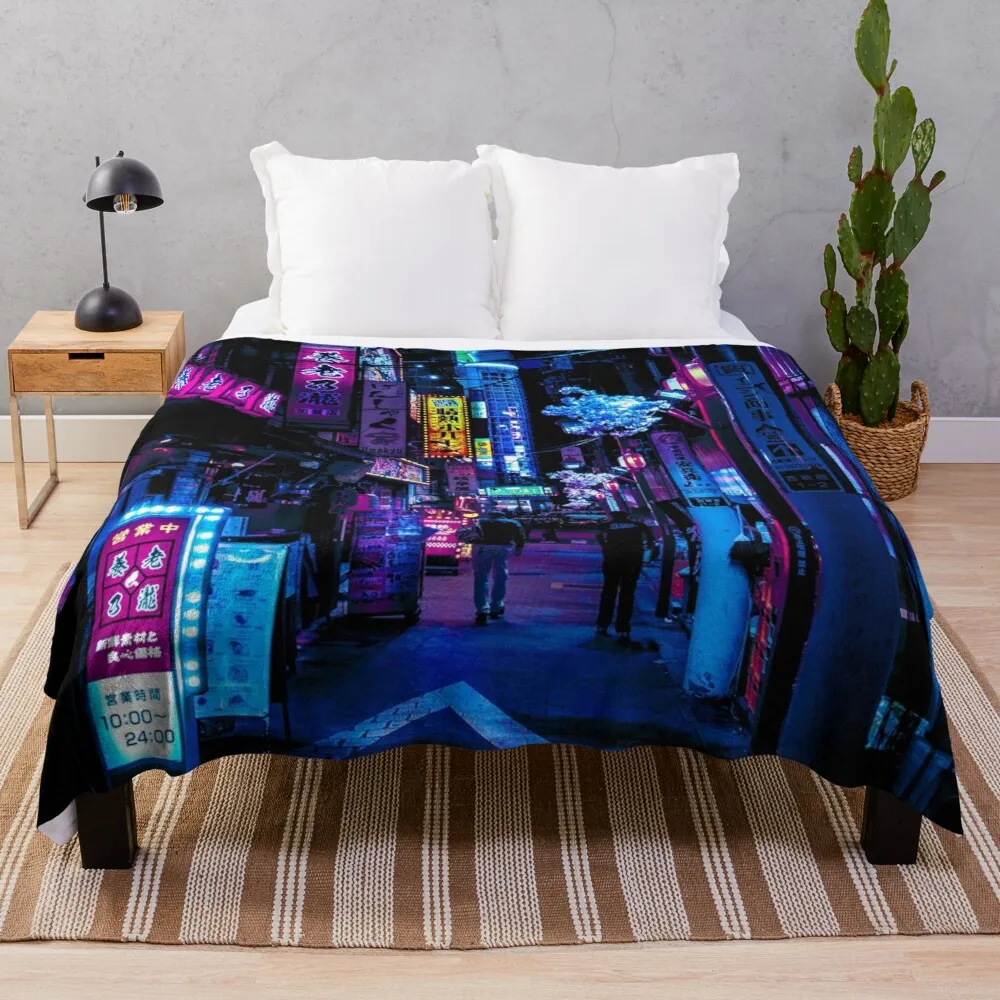

Blue Tokyo Alleys Throw Blanket Weighted Blanket