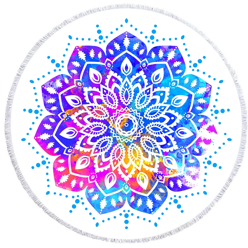 

Mandala Geometric Large Round Beach Towel Microfiber With Tassels Elephant Car Thick Terry Sandless Pool towels bathroom