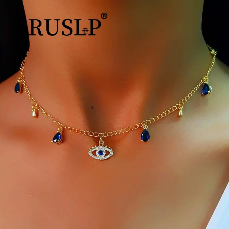 

Turkish Fashion Blue Evil Eye Necklace for Women Retro Devil Eye Pendant Necklace Women's Bohemian Party Jewelry Gift бижутерия